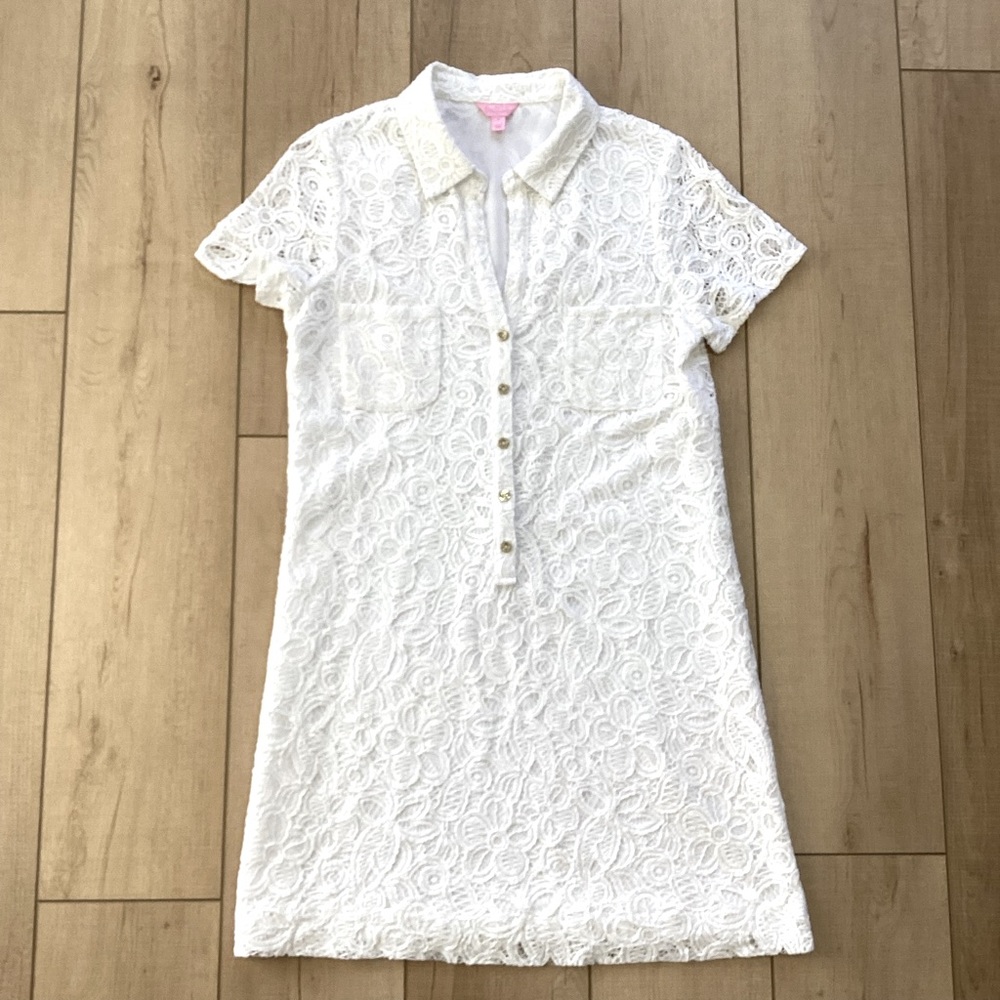 Lilly Pulitzer | Nelle | White Floral Lace Dress - Size 8